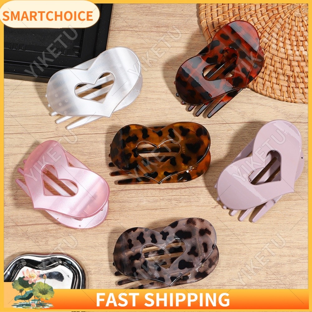 กิ๊บรูปหัวใจขนาดใหญ่สำหรับผู้หญิง พิมพ์ลายนิล สไตล์แบนและทันสมัย