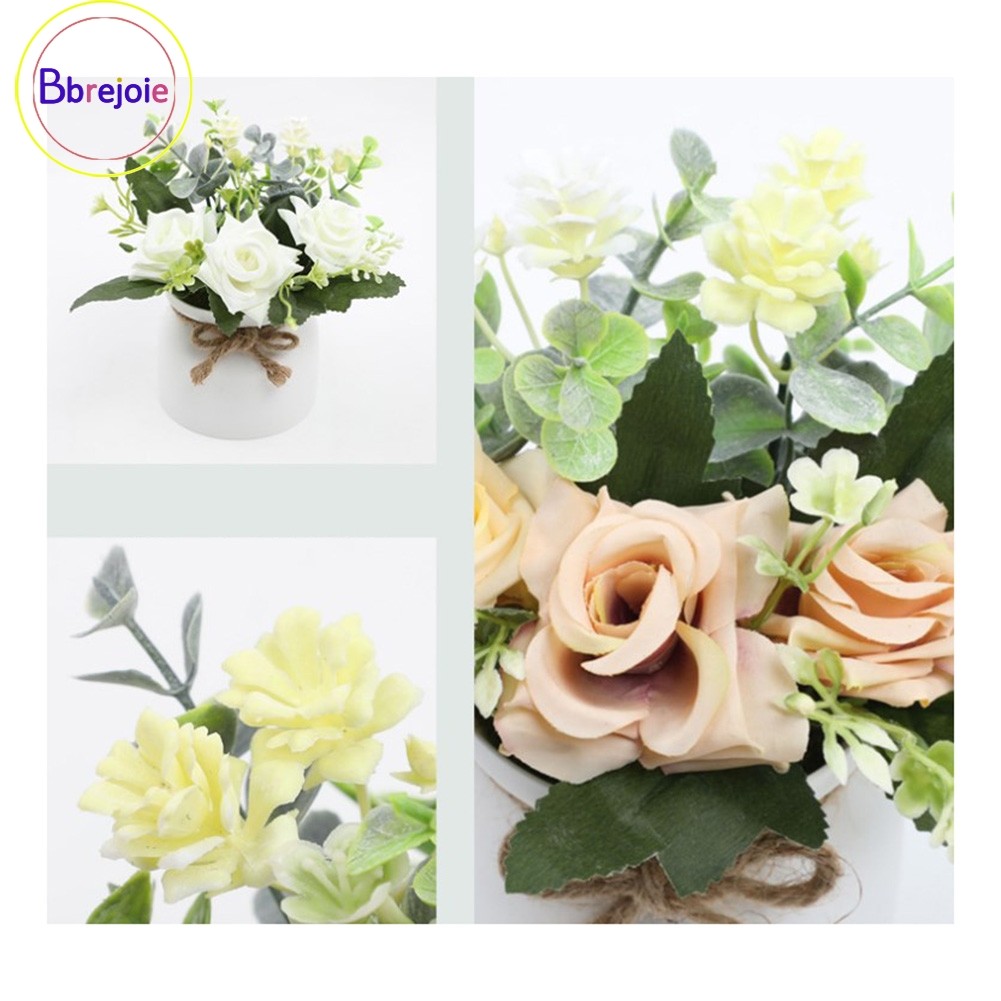 [DEC-สินค้าใหม่] Silk Rose Eucalyptus Camellia ดอกไม้ประดิษฐ์กระถางต้นไม้ Nordic Home Office❀