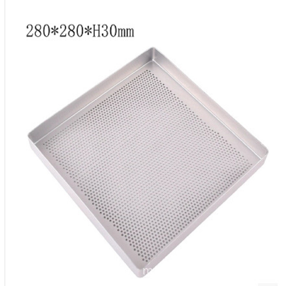 [DEC-สินค้าใหม่] ถาดอบอลูมิเนียมเจาะรูสี่เหลี่ยมขนาด 11 นิ้ว 28x28 ซม. เค้กกันลื่นสําหรับ MOLD❀