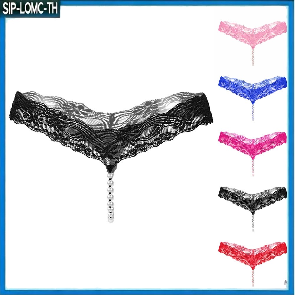 LOMC ผู้หญิง G String T-back Thong สําหรับชุดชั้นในไข่มุกกางเกงชั้นในเซ็กซี่ลูกไม้ชุดชั้นใน