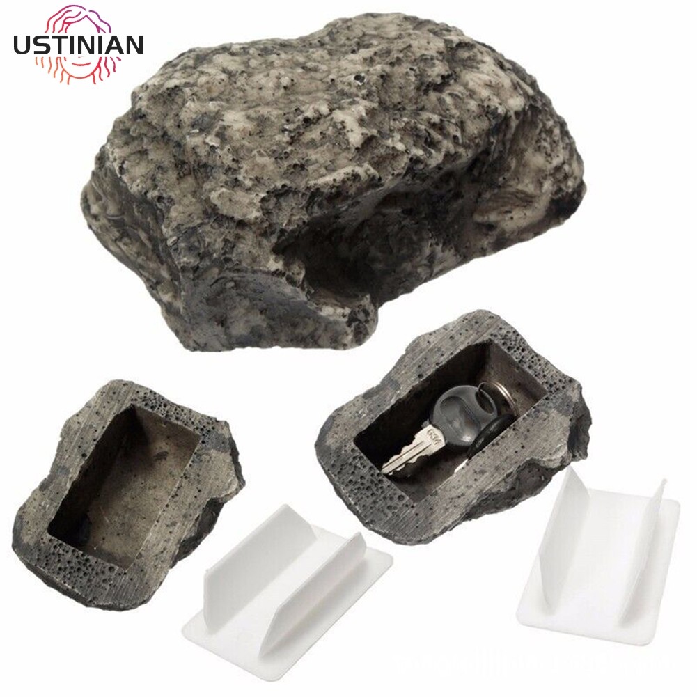 ⭐ยูเทีย⭐Hollow Fake Real Looking A Key Rock Garden Stone Box Stash