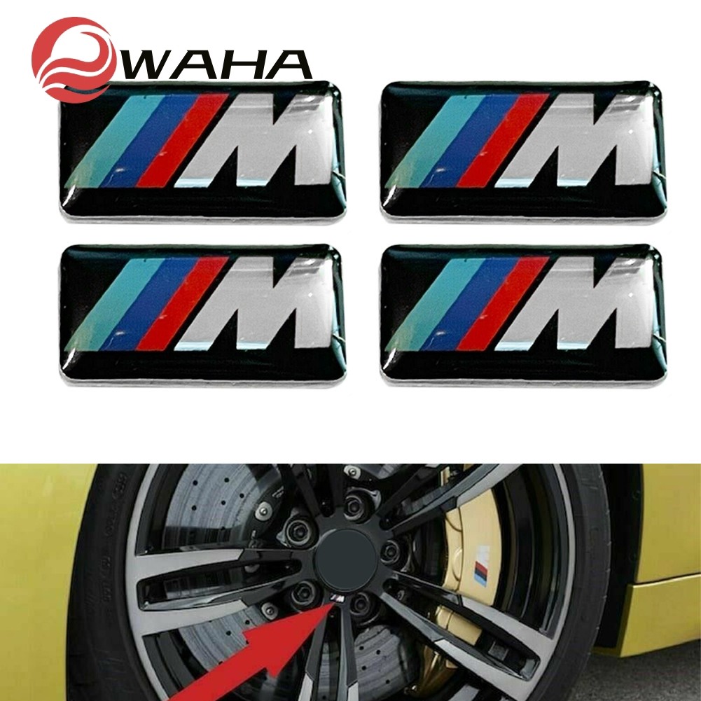 5 ชิ้นสําหรับ BMW M Tec Sport Badge สติกเกอร์ล้อโลหะผสมกีฬา 17 มม. x 9 มม.