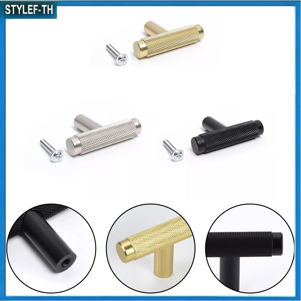 12.23 มือจับประตูลูกบิดตู้ครัวลิ้นชักตู้ลิ้นชักตู้ Knurled T Bar Knob