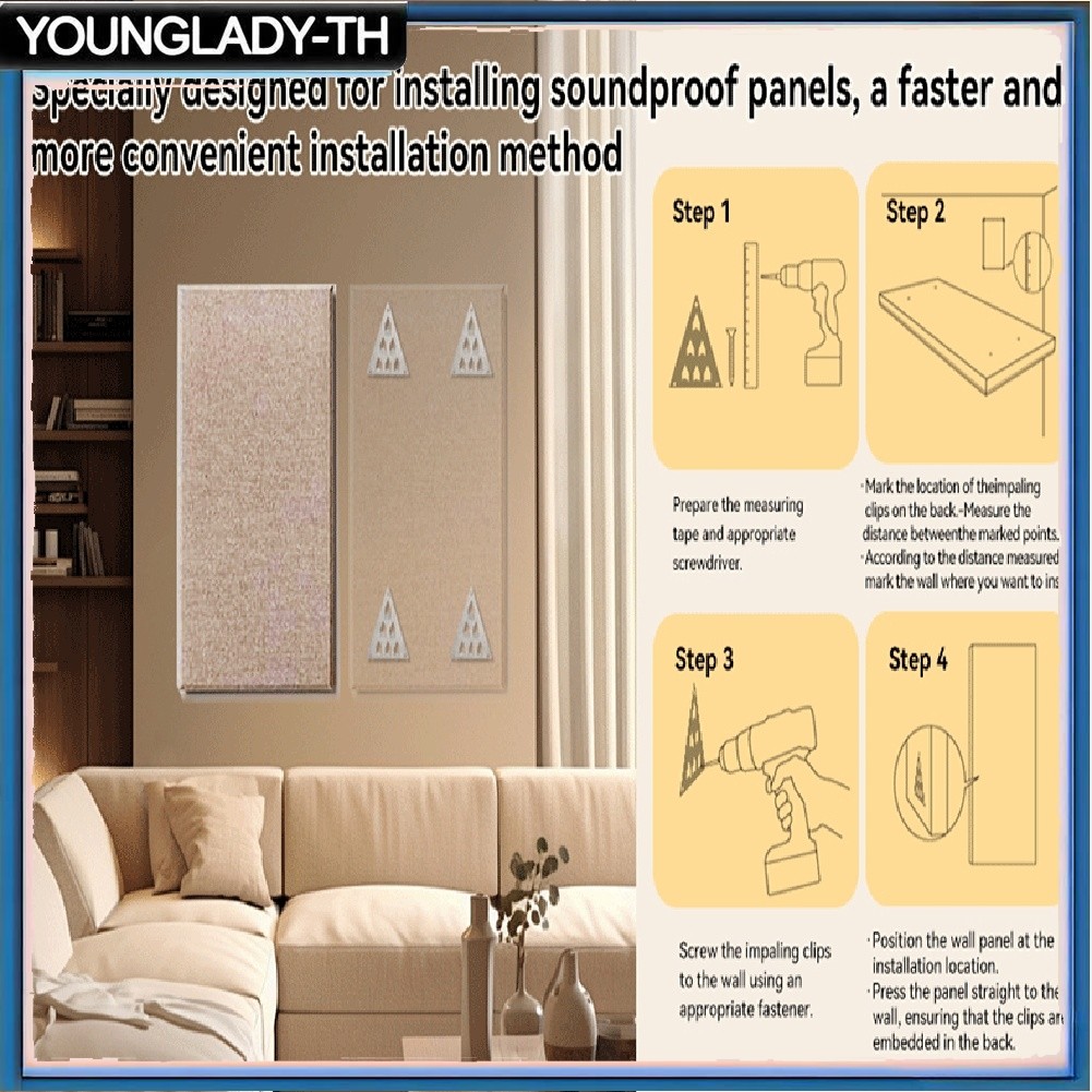 TH Push In Soundproof Panel Clips Triangle Acoustic Wall Mounting Base for Studio