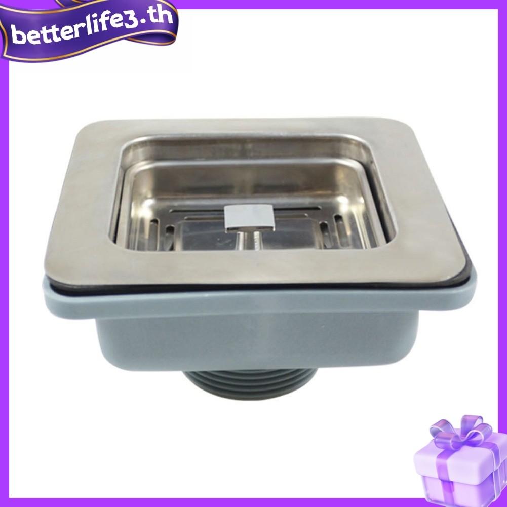 [ใหม่]114x114mm Square Sink Drainer Modern Kitchen Sink Filter SUS304 Stainless