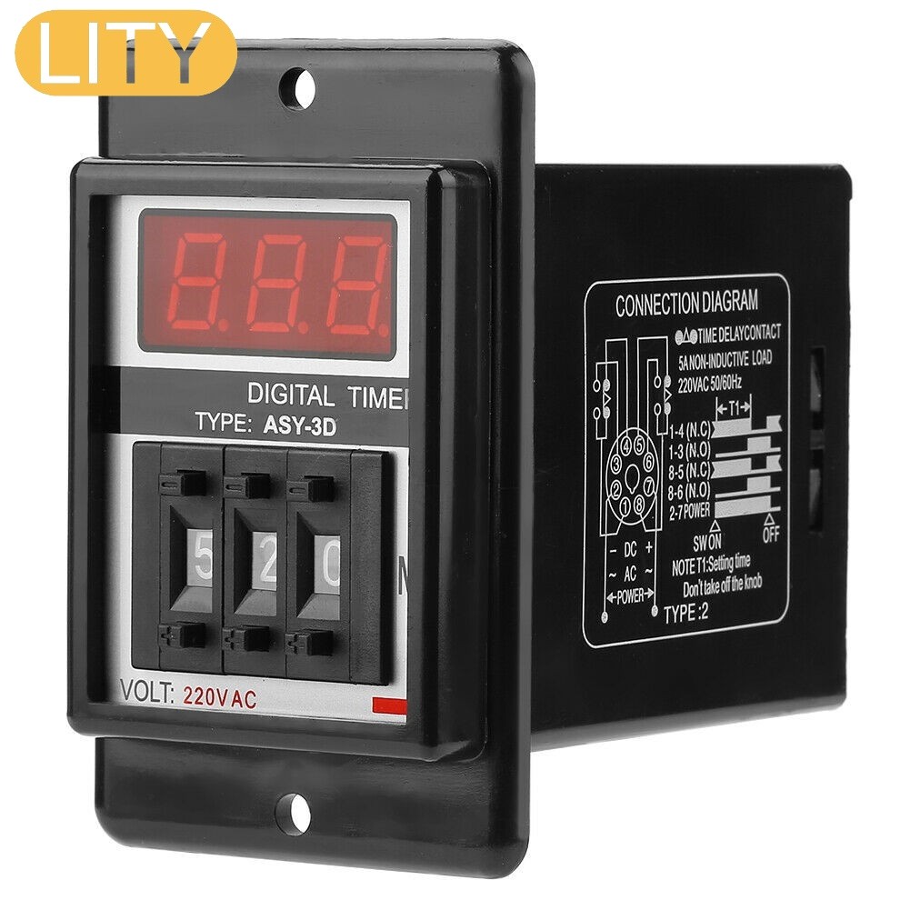 ASY-3D AC 220V Power on Delay Timer Time Relay 1-999S/M 8 Pins