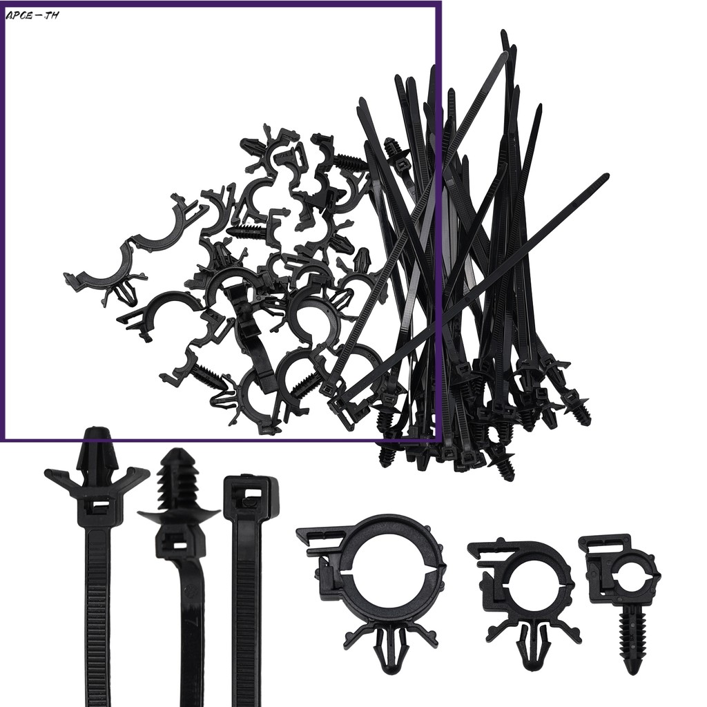 ⭐ การลดราคาครั้งใหญ่⭐45 ชิ้น Push Mount Cable สําหรับ Zip Tie พร้อมคลิปรูสายไฟรถยนต์, สําหรับ Univer