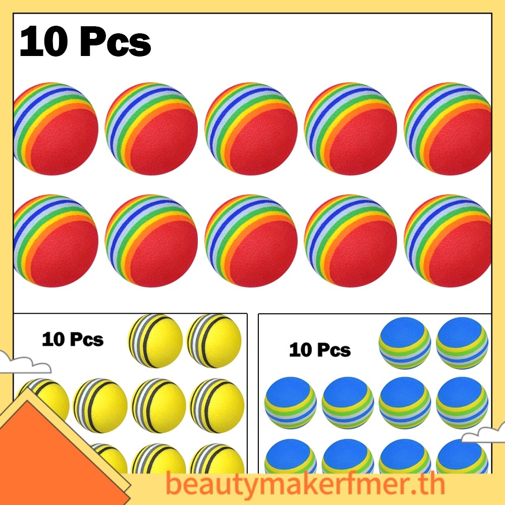 BUMKFM10pc Golf Swing Training Foam Balls Indoor Practice Rainbow Sponge Balls