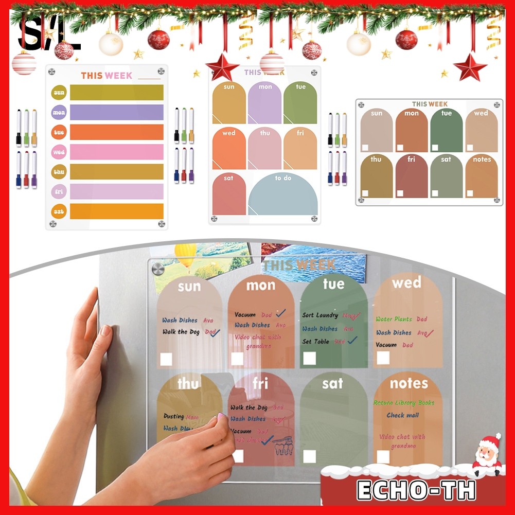 ECHOaster Magnetic Transparent Weekly Planner กระดานข้อความ Notepad Planner Board