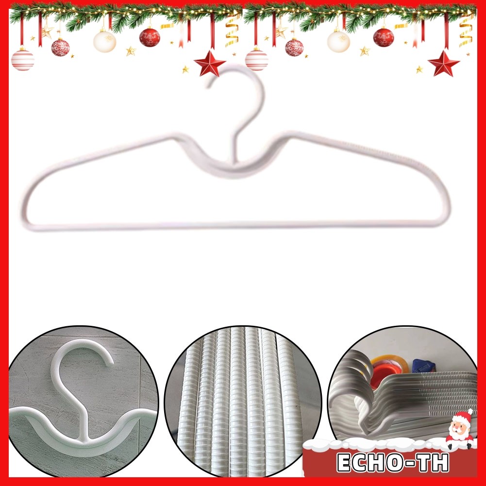ECHO10 ชิ้นไม้แขวนเสื้อพลาสติกกันลื่นคอสั้นประหยัดพื้นที่แนวตั้ง