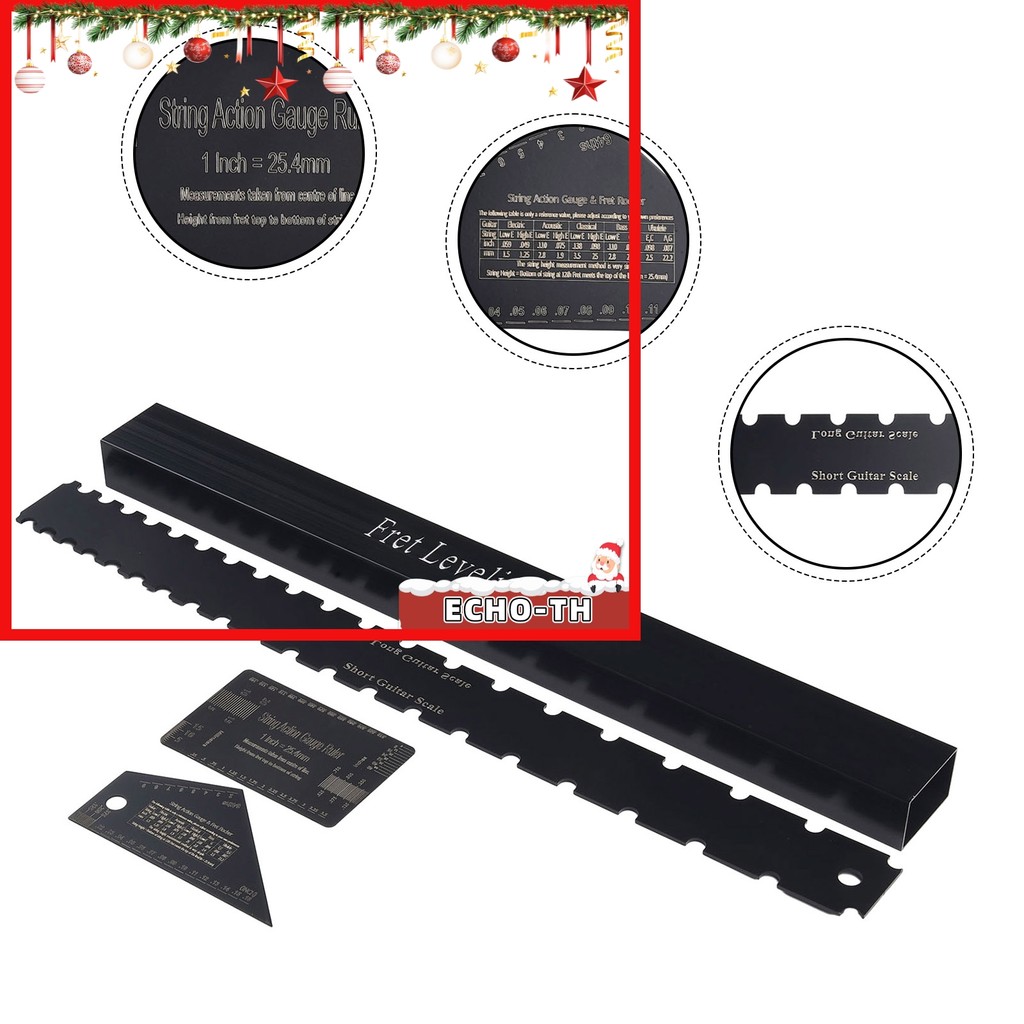 ECHO4 ชิ้น Luthier เครื่องมือกีตาร์คอตรงขอบ Fret Leveling Beam ไม้บรรทัดชุด