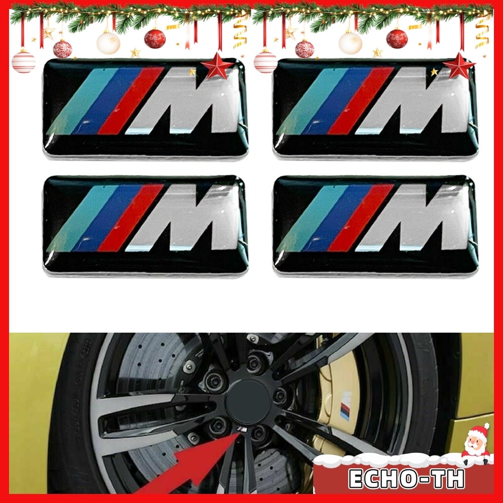 ECHO5PCSสําหรับสําหรับBMW M Tec Sport Badgeสติกเกอร์ล้อโลหะผสมกีฬา 17 มม.x 9 มม.