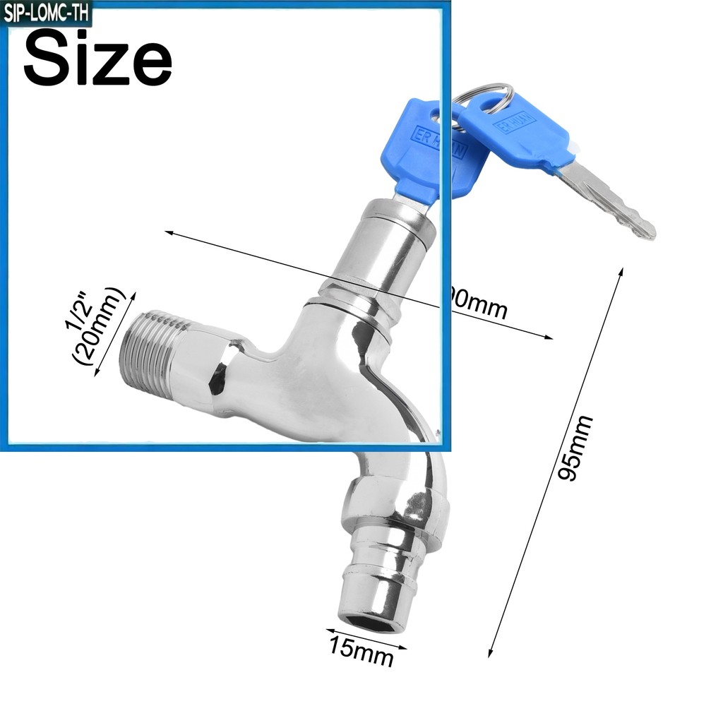 热销家 1Pc Anti-theft 1/2\" Thread Alloy Sink Tap with key Lock Outdoor Lock