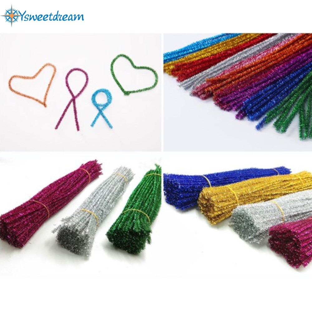 [SWTDRM] 100 Tinsel Sparkle Pipe Cleaners Sparkle XmasChenille Craft Stems
