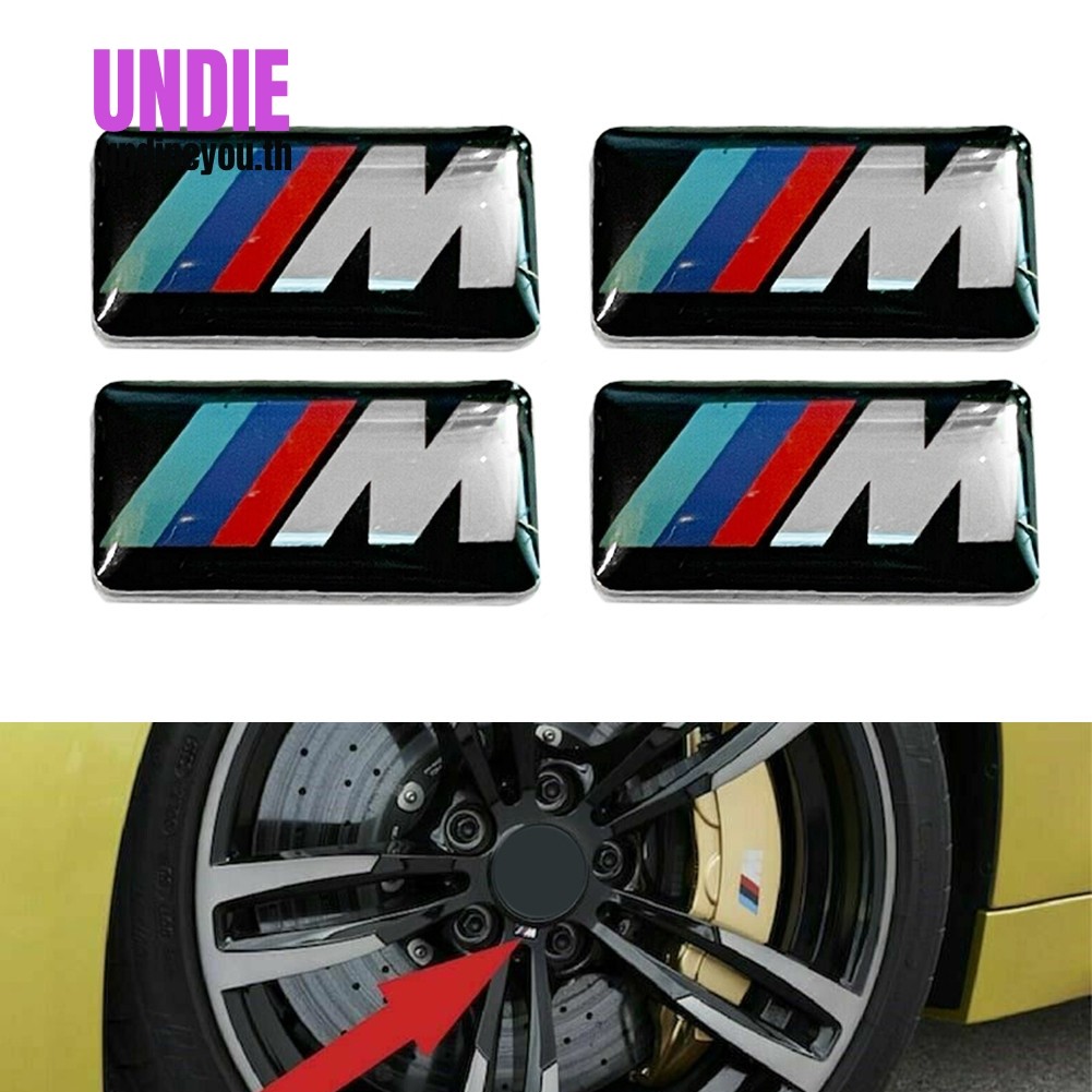⭐คุณ⭐5 ชิ้นสําหรับ BMW M Tec Sport Badge สติกเกอร์ล้อโลหะผสมกีฬา 17 มม. x 9 มม.
