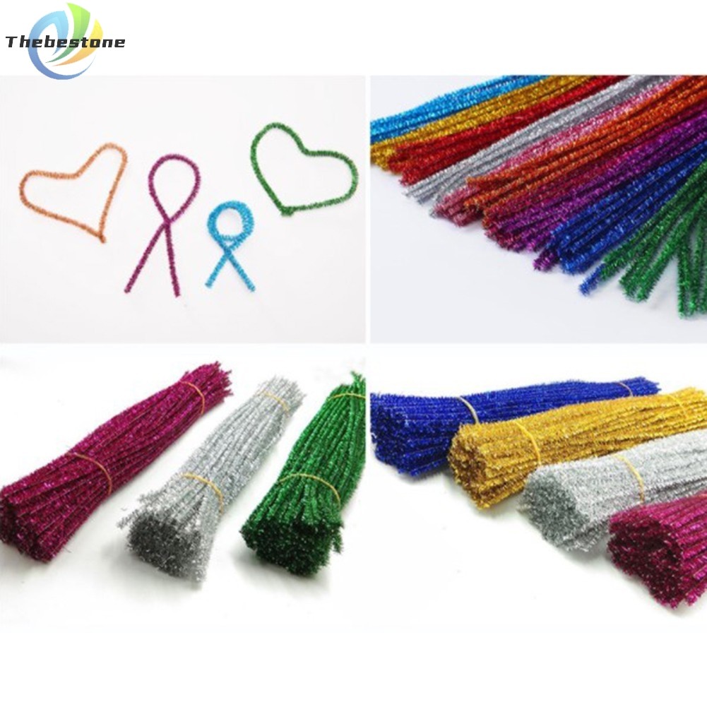 [THEBEST] 100 Tinsel Sparkle Pipe Cleaners Sparkle XmasChenille Craft Stems