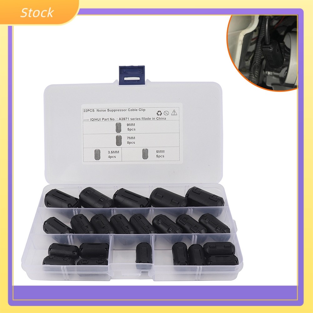 22PCS Ferrite Core ลูกปัด Choke แหวนสายไฟ RFI สําหรับ EMI Noise Suppressor กรอง