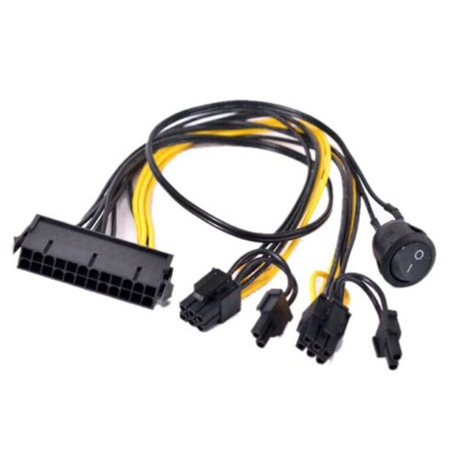 ATX 24Pin to Dual 6+2 Pin 8Pin PCIe สวิตช์สายไฟ