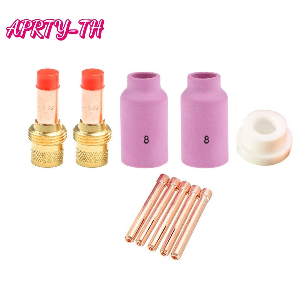 APRTY 10 ชิ้นสําหรับชุดอุปกรณ์เสริมเลนส์แก๊ส TIG 45V26 สําหรับไฟฉายเชื่อม Tig สําหรับ WP-17/18/26