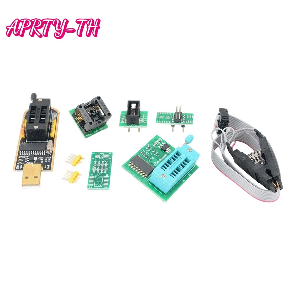 APRTY Programmer Kit CH341A โปรแกรมเมอร์สําหรับ SOIC8 คลิป & SOP8 ถึง DIP8 อะแดปเตอร์