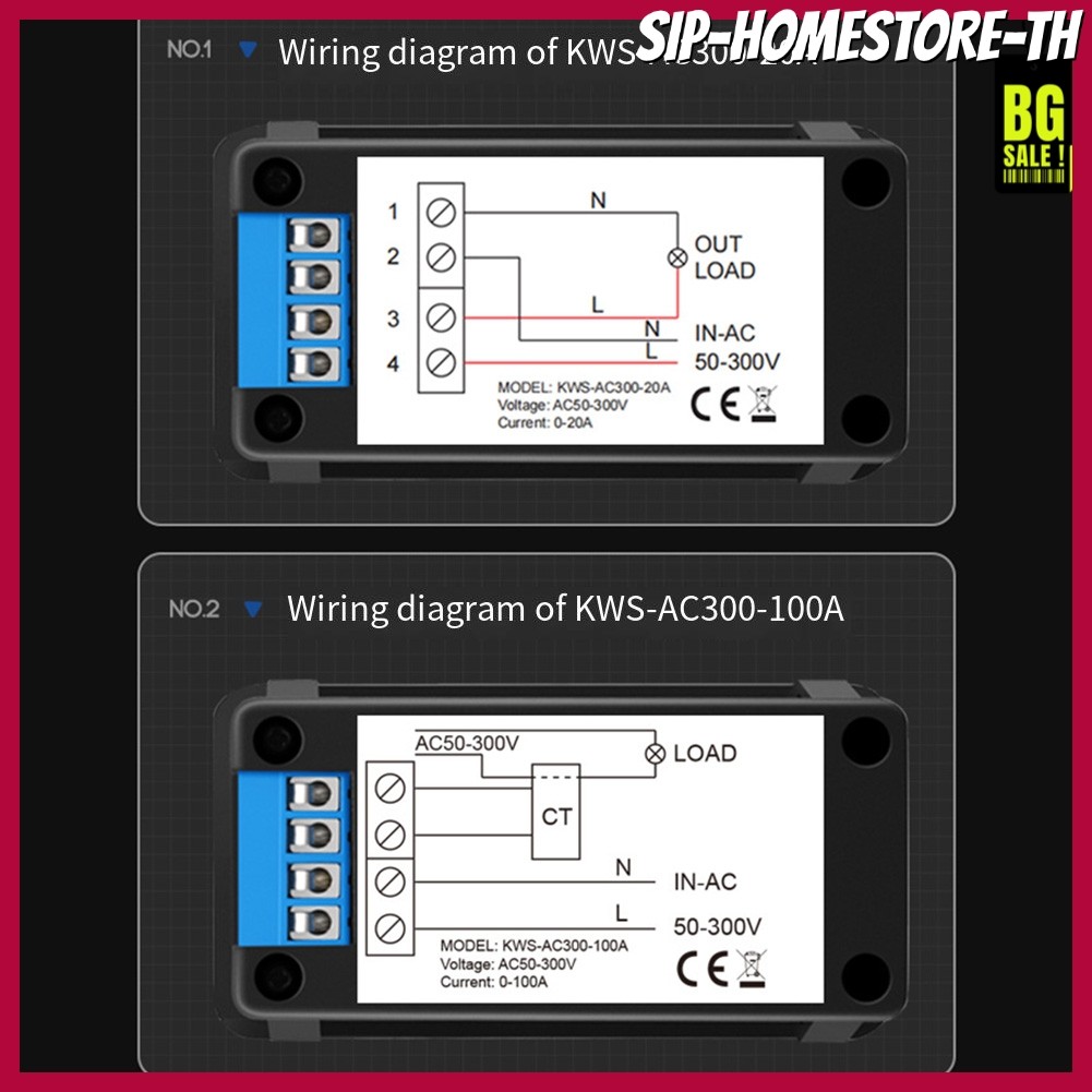 คลังสินค้าพร้อมKWS-AC300 AC 50-300V โวลต์มิเตอร์ Amperemeter มิเตอร์ไฟฟ้า LED พร้อมฟังก์ชั่นรีเซ็ต