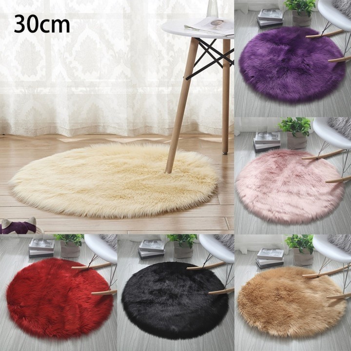 คลังสินค้าพร้อมRound Soft Faux Sheepskin Area Rug Faux Rug พรมข้างเตียง