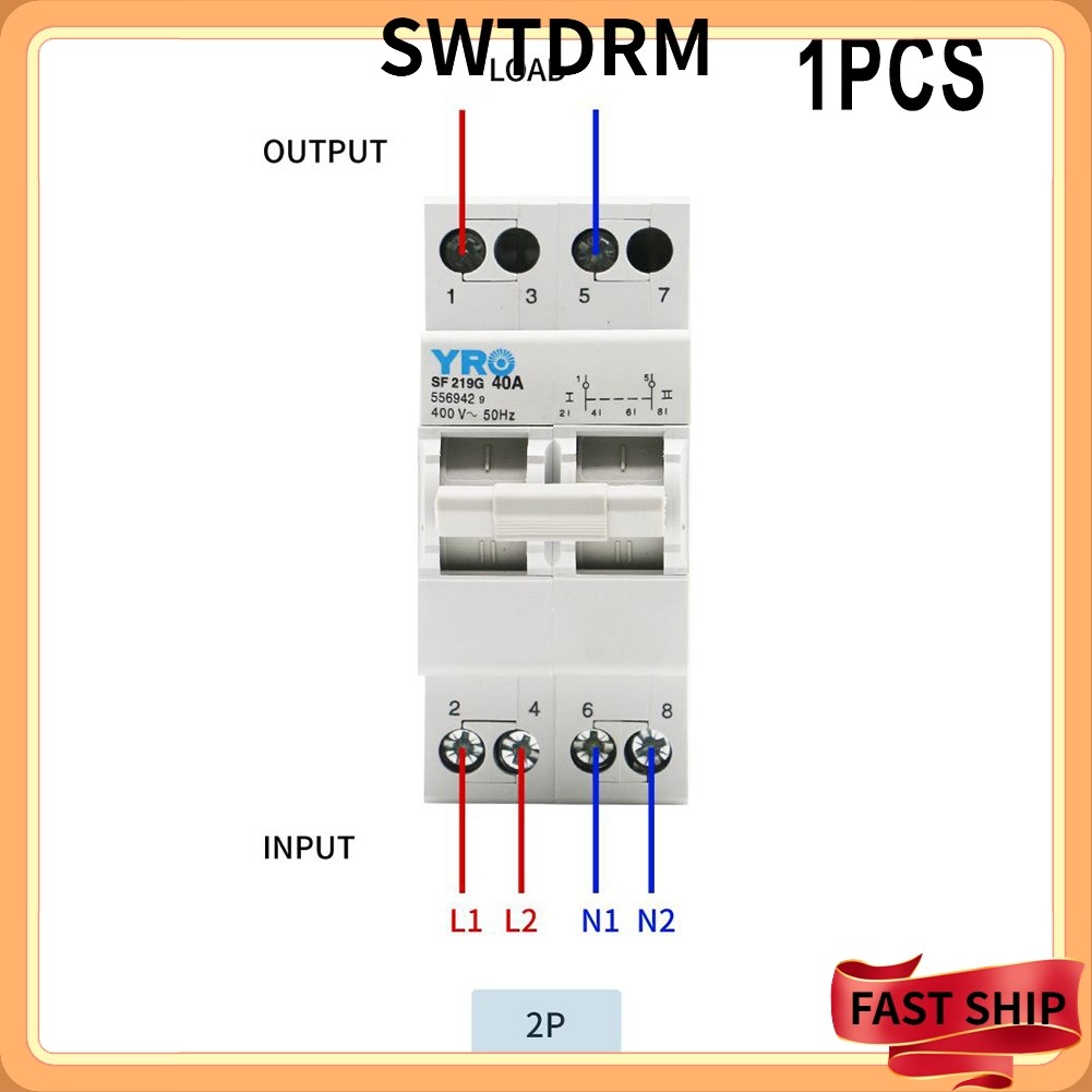 [SWTDRM] 1PCS 2P 40A/63A สําหรับ MTS Dual Power Manual Transfer Switch Interlock Circuit Breaker
