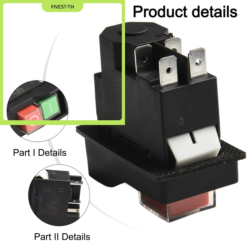 ⭐อ้าวนะสแฟนแฟนแฟนคลับเร⭐KJD17/120V 5Pin kjd17 120V สวิตช์ปุ่มกด 1/2HP 16A สวิตช์แม่เหล็กไฟฟ้า