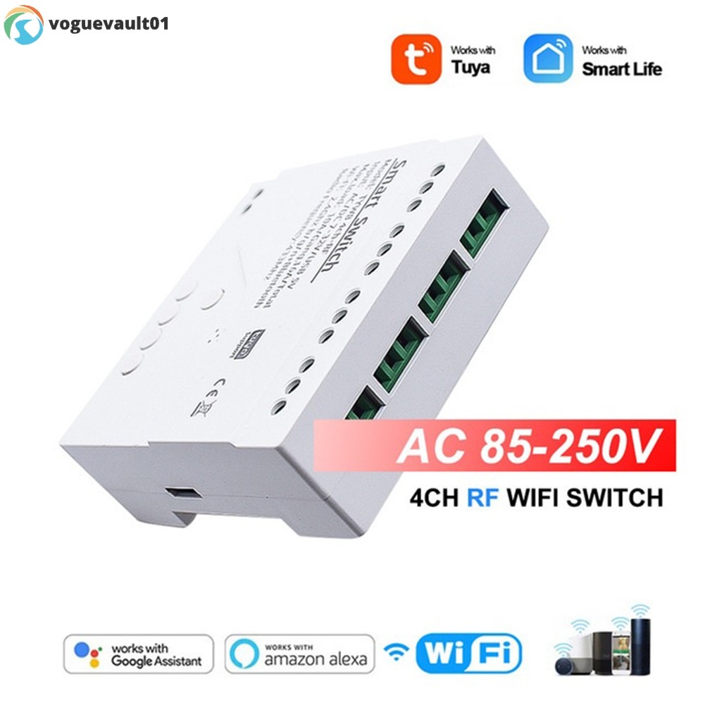 [VOGE] สําหรับ Tuya RF สําหรับ Smart Life Control โมดูลสวิทช์ 4CH รีเลย์โมดูลสวิทช์ DC5-32V