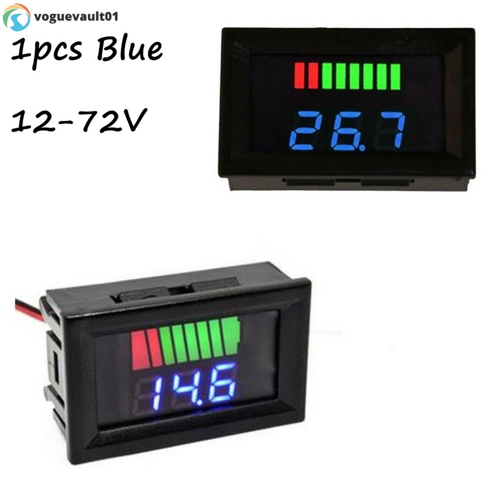 [VOGE] LED Digital Voltmeter Battery Fuel Gauge เหมาะสําหรับรถจักรยานยนต์ทางทะเล 12V-72V