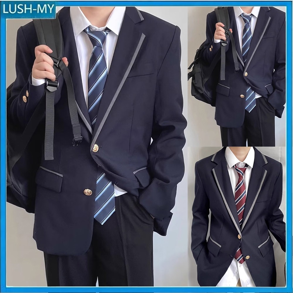 2.4 Men Japanese DK Suit Outerwear College Style Lapel Long Slve Button Suit Uniform