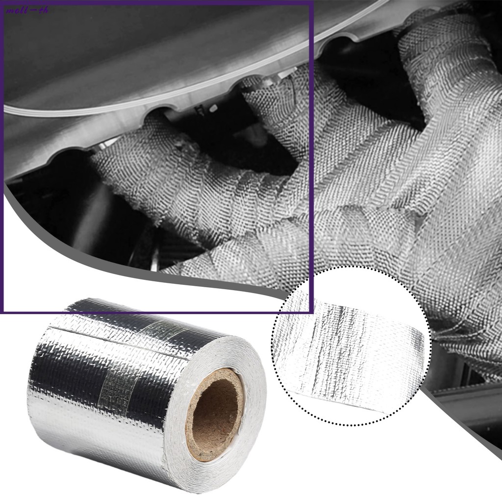 [mall-th] ท่อไอเสีย Manifolds Heat Wrap Tape Thermal Wrap Silver 5M*5cm & 6 Ties