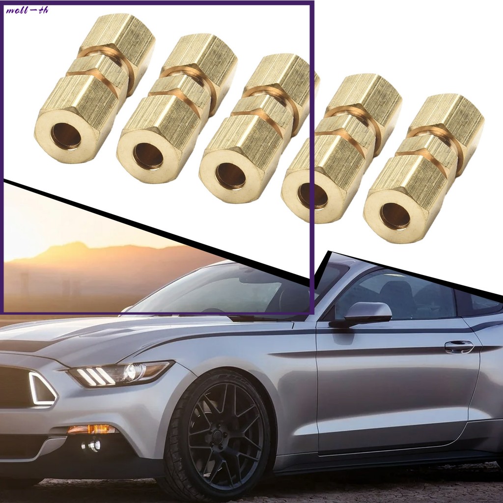 [mall-th] 5 ชิ้นทองเหลืองอุปกรณ์การบีบอัดตัวเชื่อมต่อ 3/16 OD สายเบรคไฮดรอลิก Union