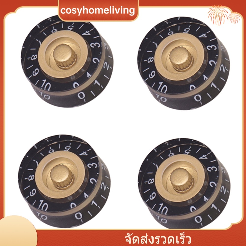 <HOT-COSYH> 4PCS สีดําทองกีตาร์ควบคุมความเร็วลูกบิด Volume Tone Knob สําหรับ Les Paul❀