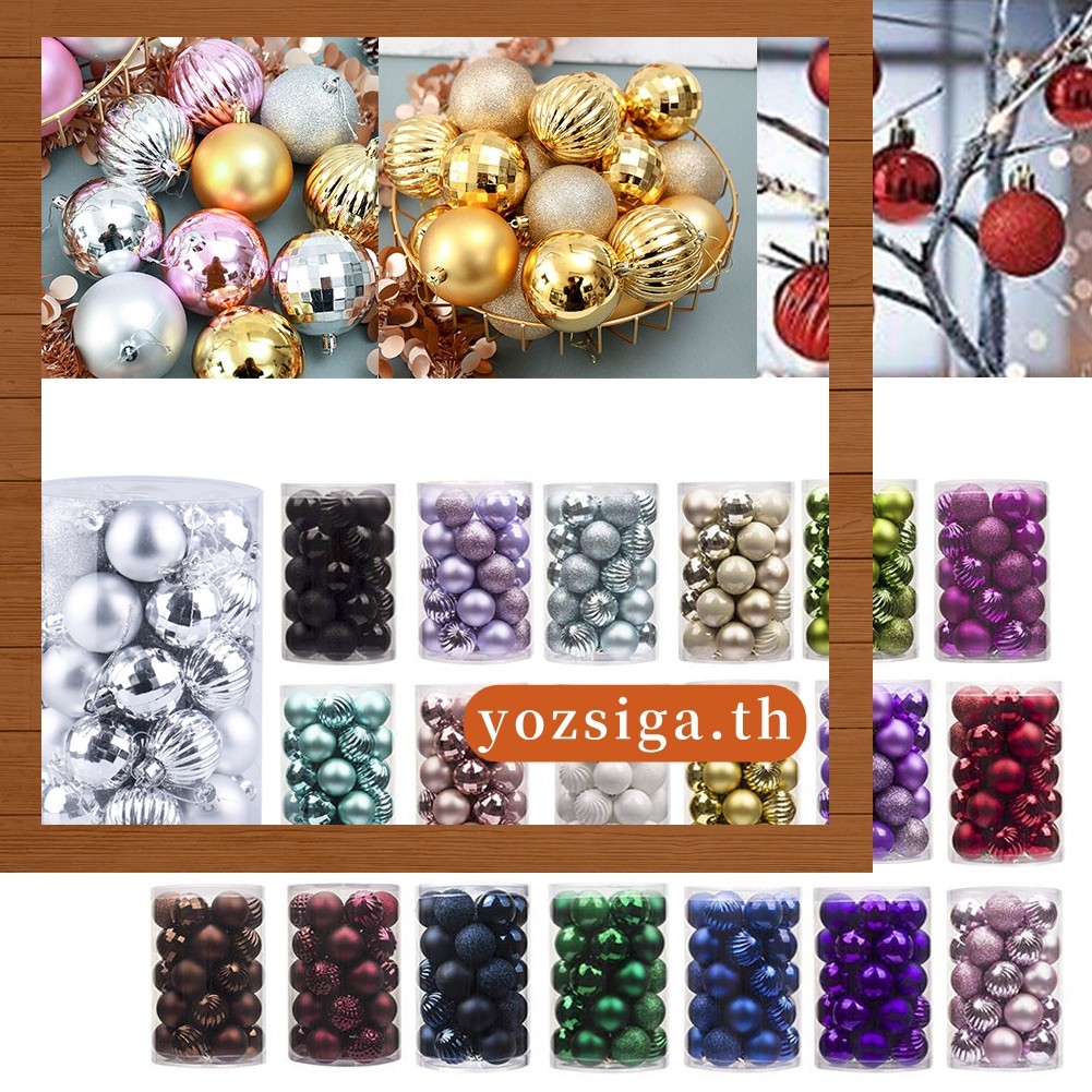 ราคาClearance34PCS Christmas Ball Ornament Shatterproof Christmas Ornament Tree Ball 40 มม.สีแดง