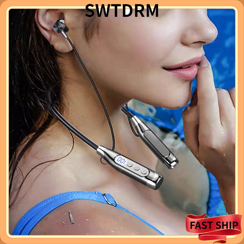 [SWTDRM] หูฟังคอ 5.0 ฟันสีน้ําเงิน: เวลาเล่น 100 ชั่วโมงและกันน้ํา IPX5 สําหรับเล่นกีฬา!