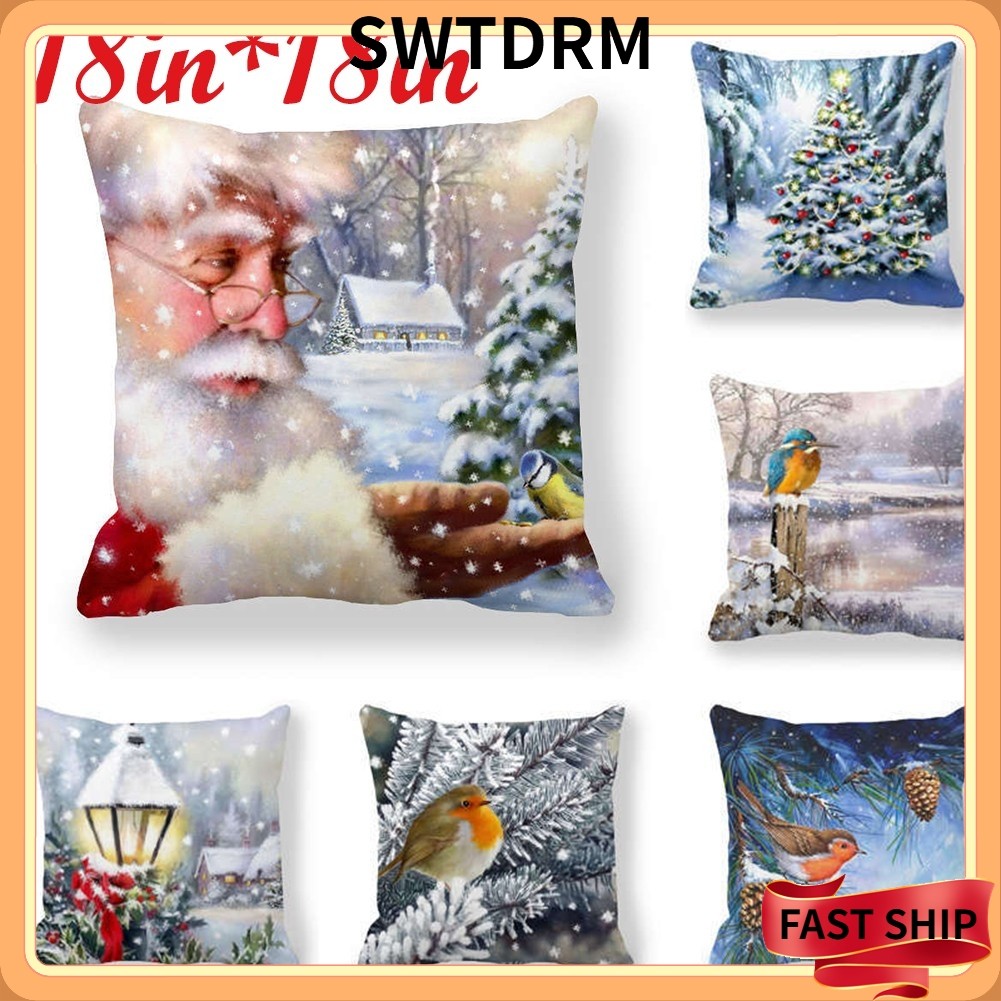 [SWTDRM] 18 นิ้วคริสต์มาส 3D Cover Throw Case Xmas Squares