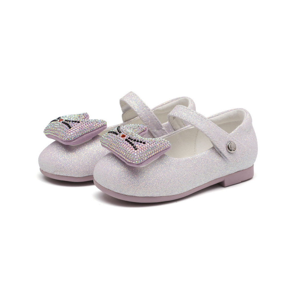 [Suntek] Girls Diamond Surface Cat Grett Princess Shoes Leather Shoes