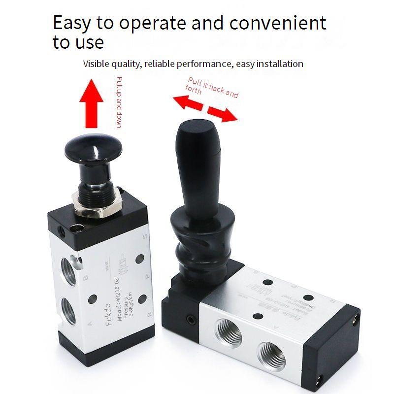 วาล์วควบคุมลม (Control Valve) 4H210-08 วาล์วโซลินอยด์ 220V 3 ทาง 2 นิ้ว วาล์วแมนนวล วาล์วมือดึง 4R 3R สำหรับกระบอกสูบลม วาล์วควบคุมลม