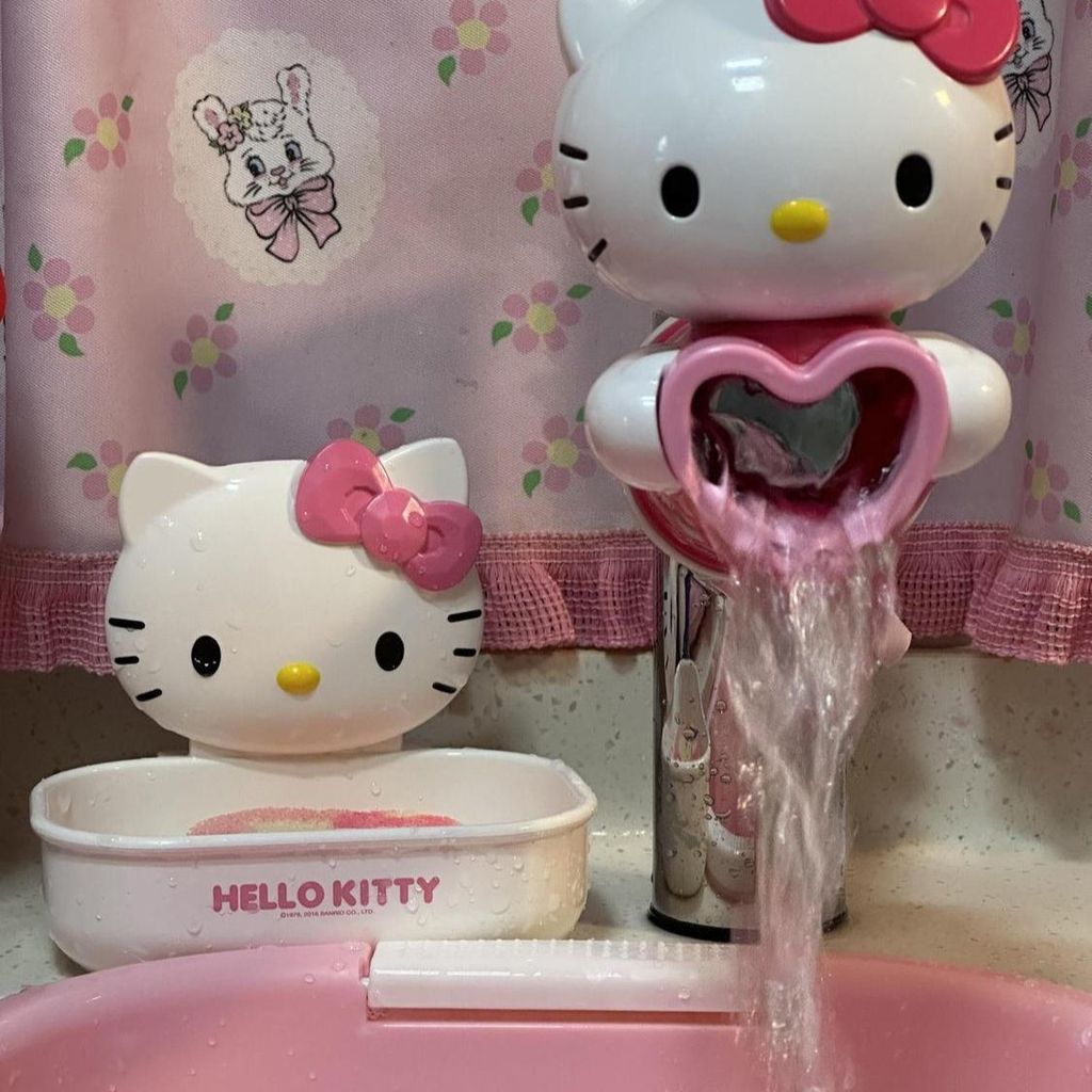 ก๊อกน้ํา ต่อเติมสำหรับเด็ก Hello Kitty ลดการกระเด็นในครัว อุปกรณ์เสริม ก๊อกน้ํา น่ารักสำหรับอ่างล้างจาน อ่างล้างมือ ช่วยให้เด็กล้างมือสะดวก ไม่เปียกเสื้อผ้า