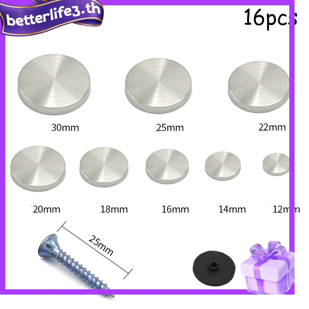 BETLmate16pcs CHROME ELECTROPPLATED MIRROR SCREW CAP THREADED DISPLAY SCREW CAP