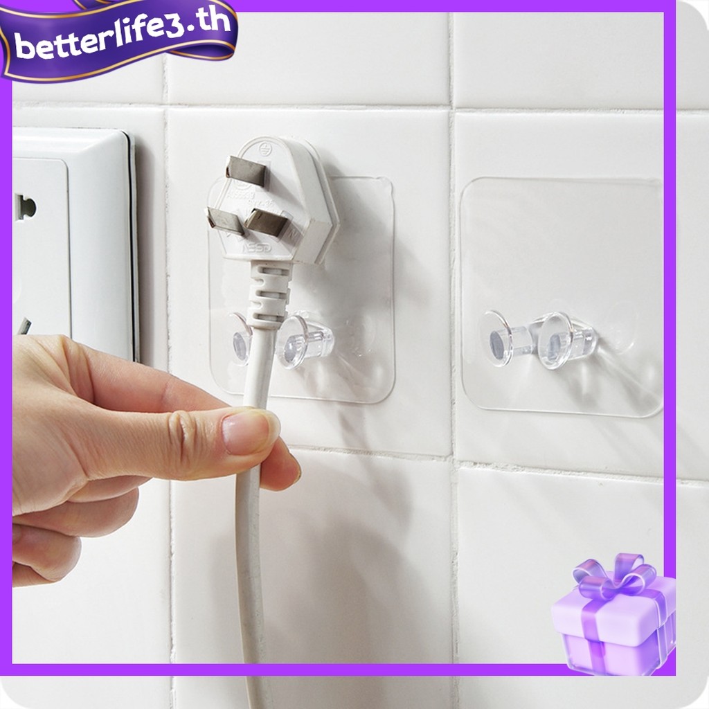 BETLTransparent Strong Sticky Wall Hanging Nail-free Hook Kitchen Bathroom