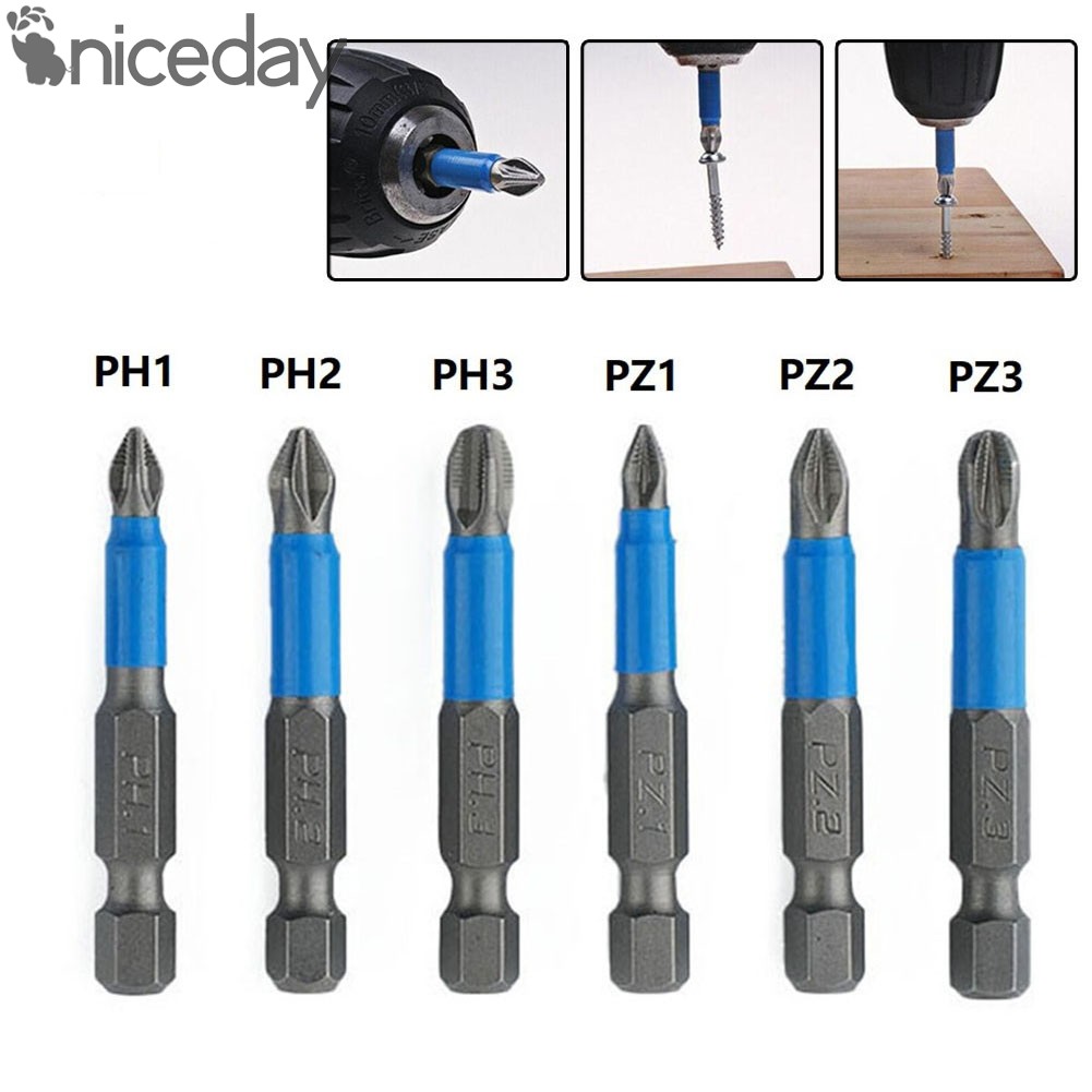 5 ชิ้นลื่นไขควงบิตชุดไฟฟ้า 50 มม.PH1/PH2/PH3/สําหรับ PZ1/สําหรับ PZ2/PZ3