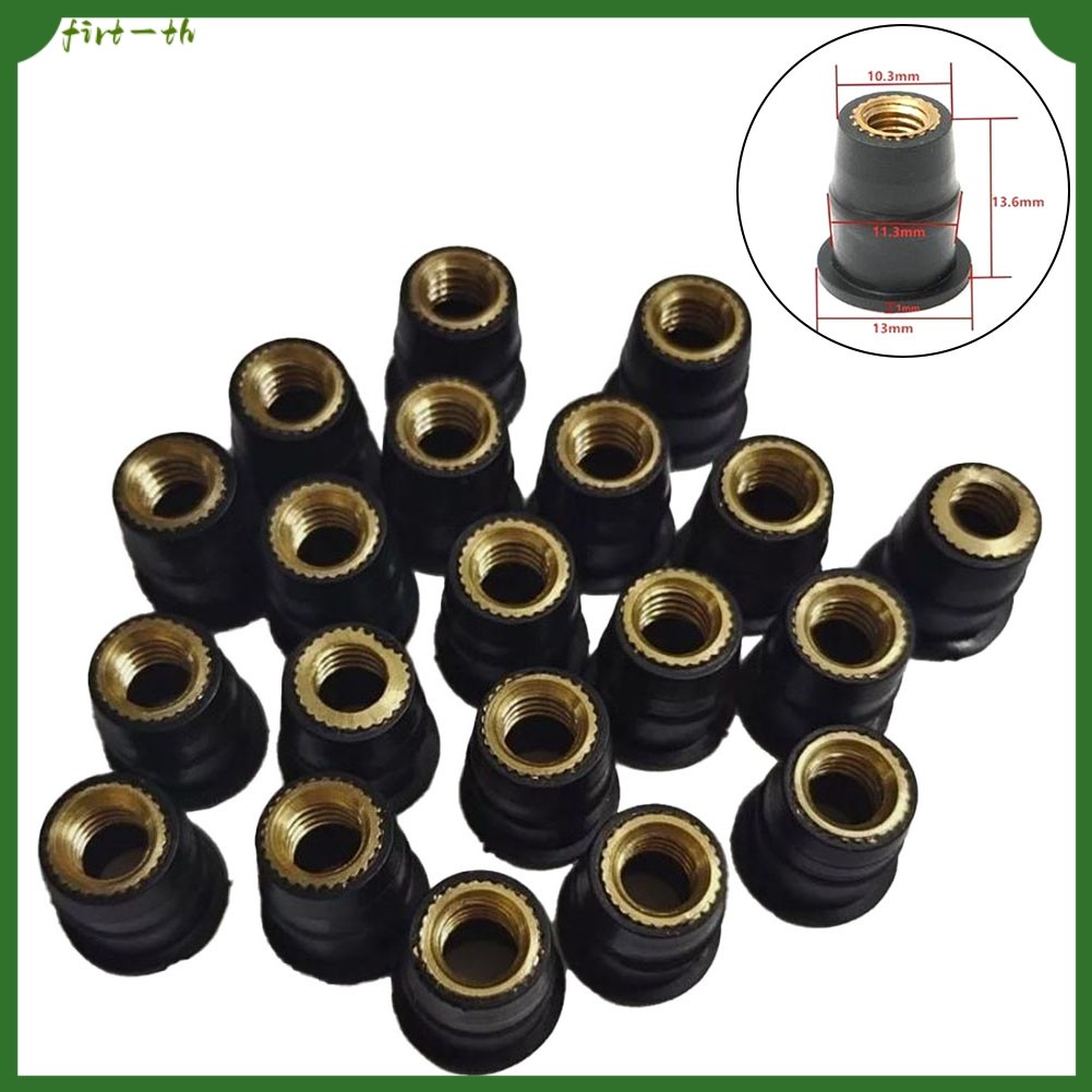 ❤️20 ชิ้นรถจักรยานยนต์ M6 ยางทองเหลือง Well Nuts กระจก Fairing Well nut