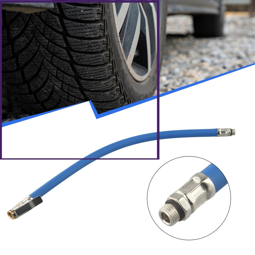 ❤️Air Tyre Inflator Pressure Car Auto Tyre Hose Pump Gauge Hose Connector ยืดหยุ่น