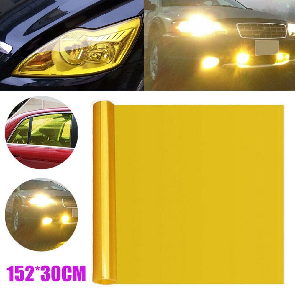 ❤️ รถบรรทุกรถยนต์ 12"x60" ไฟหน้าสีเหลือง Tailight Fog light Tint Film Vinyl