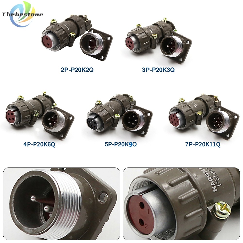 [THEBEST] Metal P20K6Q Contacts 2-7 Pin Aviation Connector M20 Panel Mount Flange