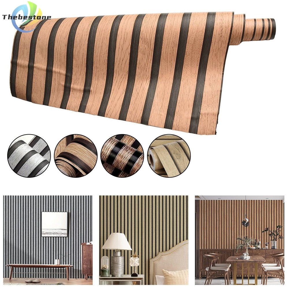 [THEBEST] Wood Slat Wallpaper Self-Adhesive Peel and Wallpaper Wide: 40cm