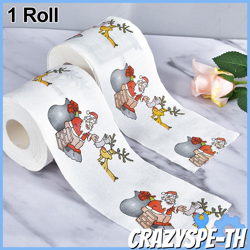 CRAZYSPE Christmas Pattern Series Roll Paper Prints Funny Toilet Paper Supplie Xmas Decor