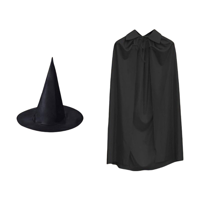 Witch Costume Accessories Includes Witch Cloak, Witch Hat, Adult Halloween Cloak